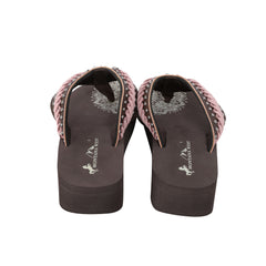 SE109-S001  Mandala Silver Floral Rhinestones Concho Embroidered Wedge Western Flip-Flop By Case