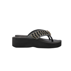 SE125-S191 Mandala Bull Skull Concho Studded Wedge Western Flip-Flop By Case