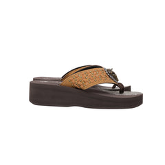 SE125-S191 Mandala Bull Skull Concho Studded Wedge Western Flip-Flop By Case