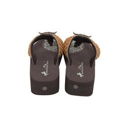 SE125-S191 Mandala Bull Skull Concho Studded Wedge Western Flip-Flop By Case