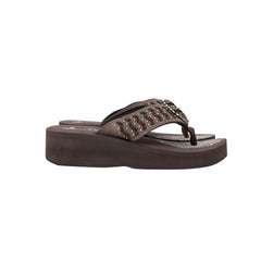 SE125-S191 Mandala Bull Skull Concho Studded Wedge Western Flip-Flop By Case