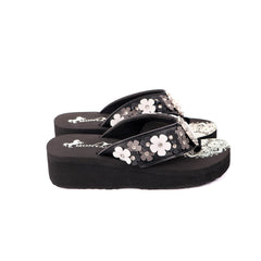 SE97-S001  Mandala Floral Applique Wedge Flip-Flop By Case
