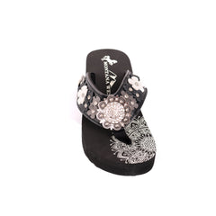 SE97-S001  Mandala Floral Applique Wedge Flip-Flop By Case