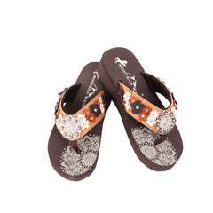 SE97-S001  Mandala Floral Applique Wedge Flip-Flop By Case