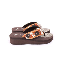 SE97-S001  Mandala Floral Applique Wedge Flip-Flop By Case