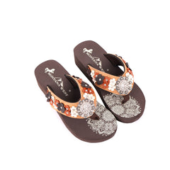 SE97-S001  Mandala Floral Applique Wedge Flip-Flop By Case