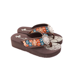 SE97-S001  Mandala Floral Applique Wedge Flip-Flop By Case