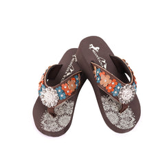 SE97-S001  Mandala Floral Applique Wedge Flip-Flop By Case