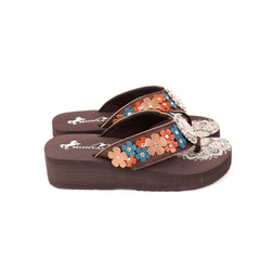 SE97-S001  Mandala Floral Applique Wedge Flip-Flop By Case