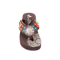SE97-S001  Mandala Floral Applique Wedge Flip-Flop By Case