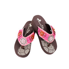 SE97-S001  Mandala Floral Applique Wedge Flip-Flop By Case