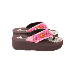 SE97-S001  Mandala Floral Applique Wedge Flip-Flop By Case