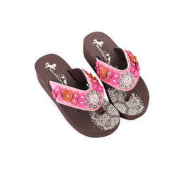 SE97-S001  Mandala Floral Applique Wedge Flip-Flop By Case