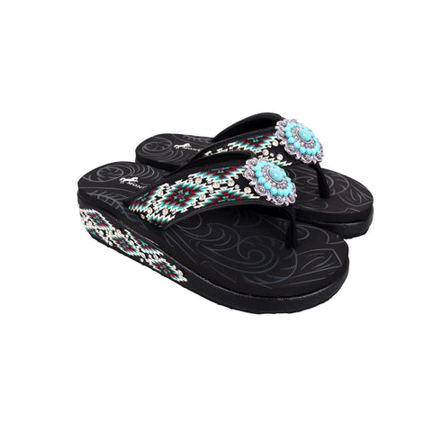 SEF03-S096 Montana West Embroidered Collection Flip Flops By Size