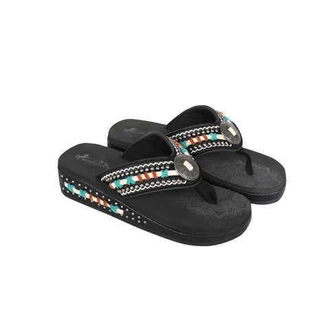 SEF102-S190 Mandala Hand-Stitch Wedge Flip-Flop By Size