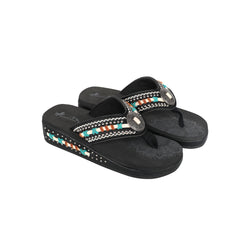 SEF102-S190 Mandala Hand-Stitch Wedge Flip-Flop By Size