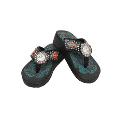 SEF12-S001 Montana West Aztec Embroidered Flip Flops By Case