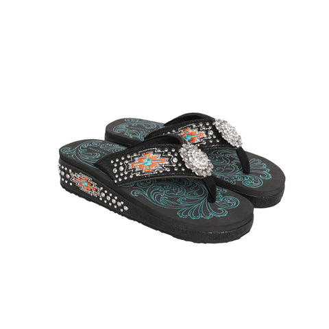 SEF12-S001 Montana West Aztec Embroidered Flip Flops By Case