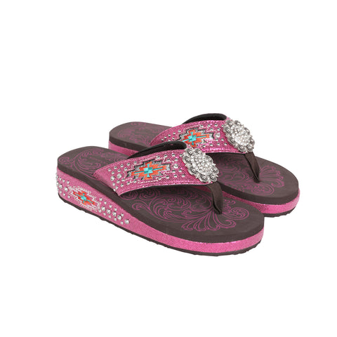 SEF12-S001 Montana West Aztec Embroidered Flip Flops By Case