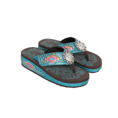 SEF12-S001 Montana West Aztec Embroidered Flip Flops By Case