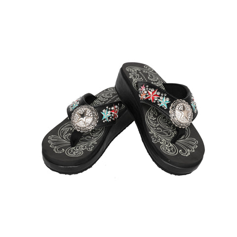 SEF14-S089 Montana West Embroidered Star Flip Flops By Case