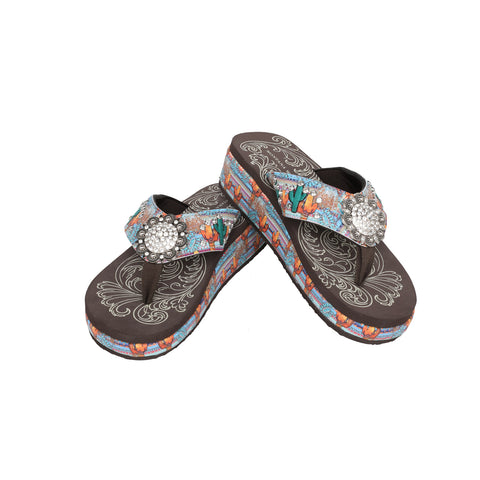 SEF19-S001 Montana West Cactus Print Flip Flops By Case