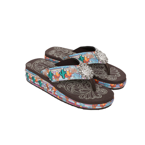 SEF19-S001 Montana West Cactus Print Flip Flops By Case