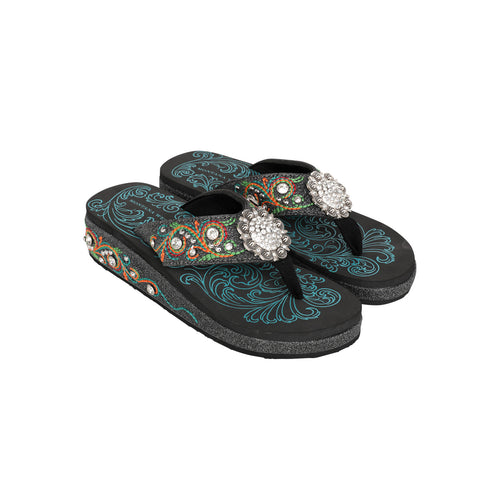 SEF21-S001 Montana West Embroidered Flip Flops By Case