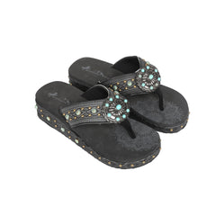SEF11-S066 Montana West Aztec Tooled Wedge with Crosses Flip Flops By Case