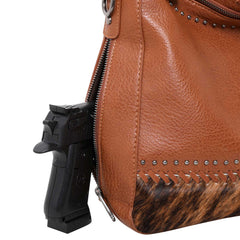 TR123G-918 Trinity Ranch Hair-On Leather Collection Dual Sided Concealed Carry Hobo/Crossbody Bag