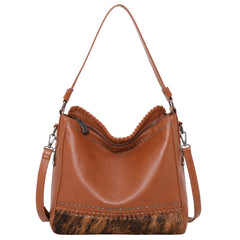 TR123G-918 Trinity Ranch Hair-On Leather Collection Dual Sided Concealed Carry Hobo/Crossbody Bag