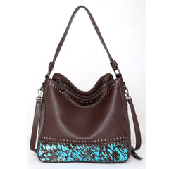 TR123G-918 Trinity Ranch Hair-On Leather Collection Dual Sided Concealed Carry Hobo/Crossbody Bag