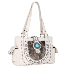 TR129G-8086 Trinity Ranch Hair-On Leather Collection Concealed Carry Satchel
