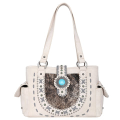 TR129G-8086 Trinity Ranch Hair-On Leather Collection Concealed Carry Satchel
