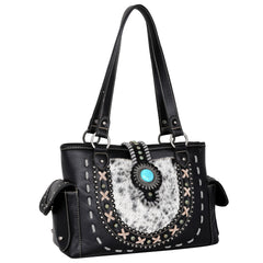 TR129G-8086 Trinity Ranch Hair-On Leather Collection Concealed Carry Satchel