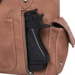 TR129G-8086 Trinity Ranch Hair-On Leather Collection Concealed Carry Satchel
