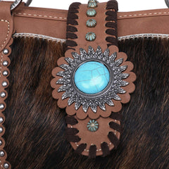 TR129G-8086 Trinity Ranch Hair-On Leather Collection Concealed Carry Satchel