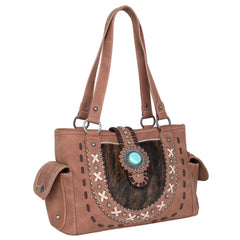 TR129G-8086 Trinity Ranch Hair-On Leather Collection Concealed Carry Satchel