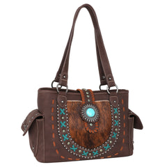 TR129G-8086 Trinity Ranch Hair-On Leather Collection Concealed Carry Satchel