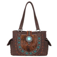 TR129G-8086 Trinity Ranch Hair-On Leather Collection Concealed Carry Satchel