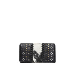 TR130-W010 Trinity Ranch Hair-On Studded Collection Secretary Style Wallet