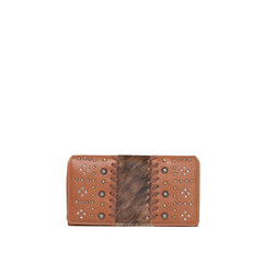 TR130-W010 Trinity Ranch Hair-On Studded Collection Secretary Style Wallet