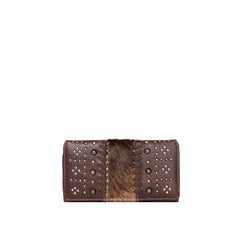 TR130-W010 Trinity Ranch Hair-On Studded Collection Secretary Style Wallet