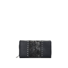 TR132-W010 Trinity Ranch Hair-On Studded Collection Secretary Style Wallet