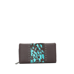 TR132-W010 Trinity Ranch Hair-On Studded Collection Secretary Style Wallet