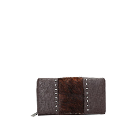 TR132-W010 Trinity Ranch Hair-On Studded Collection Secretary Style Wallet