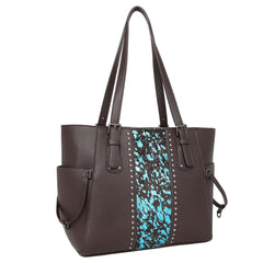 TR132G-8317 Trinity Ranch Hair-On Leather Studs Collection Concealed Carry Tote