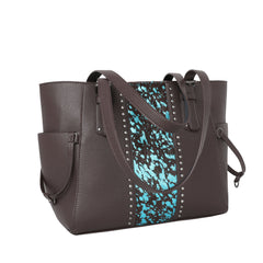 TR132G-8317 Trinity Ranch Hair-On Leather Studs Collection Concealed Carry Tote