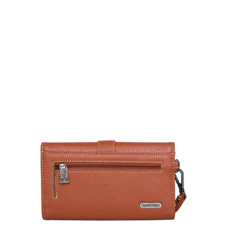 TR134-W018 Trinity Ranch Hair-On Cowhide Buckle Collection Wristlet Wallet