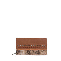 TR142-W010 Trinity Ranch Hair-On Studded Collection Secretary Style Wallet